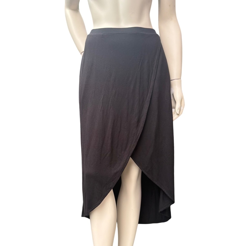 Gap Tulip Skirt High Low Wrap Jersey Knit Black Gothic Witch Grunge Minimalist S